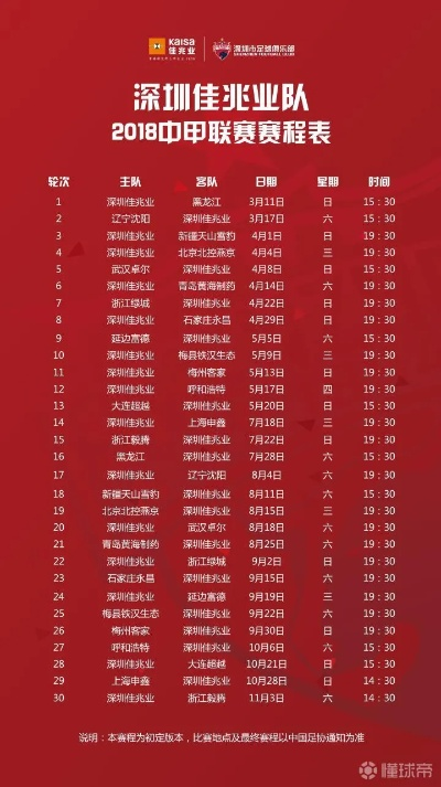 二零一八年中超亚泰队赛程表 2018中超亚军-第2张图片-www.211178.com_果博福布斯