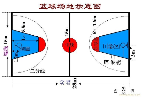 篮球场半场尺寸平面图，让你轻松了解场地规格及布局-第3张图片-www.211178.com_果博福布斯